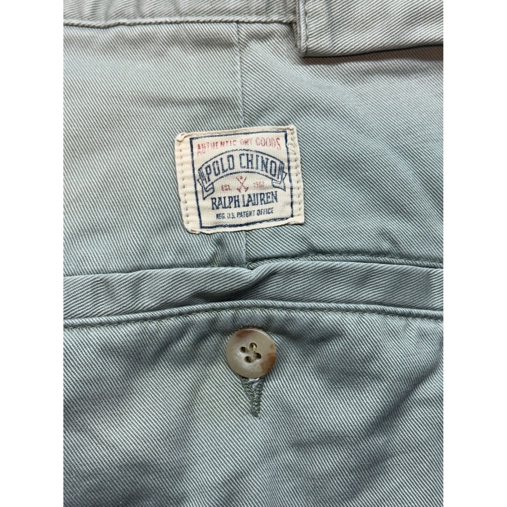 Polo Ralph Lauren Chino Pants Mens 30/34 Green Doubl Pleated Vintage Made in USA